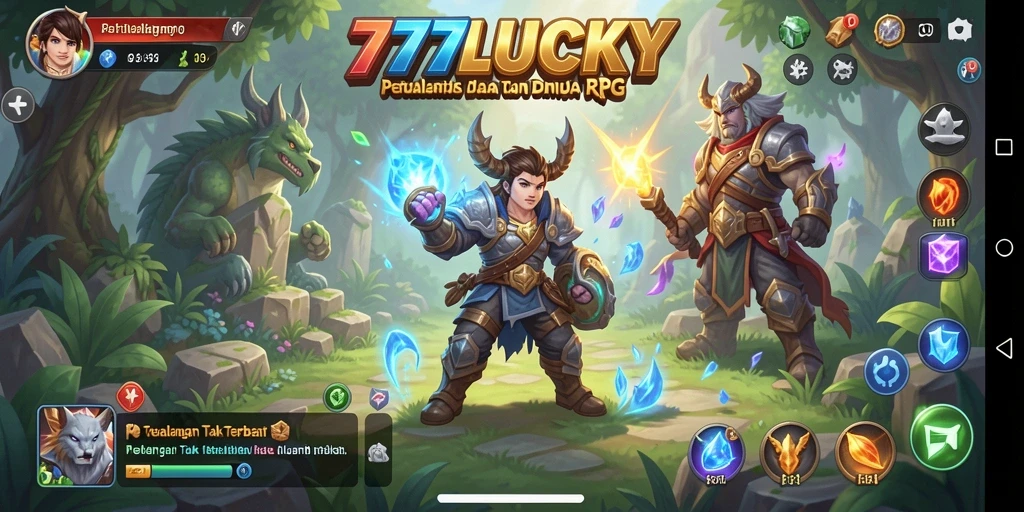 Tangkapan layar menunjukkan aksi seru dalam gameplay RPG 777LUCKY.