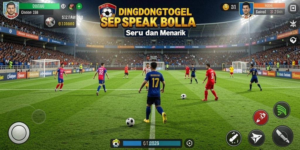 Tampilan gameplay DINGDONGTOGEL dalam aksi pertandingan sepak bola.