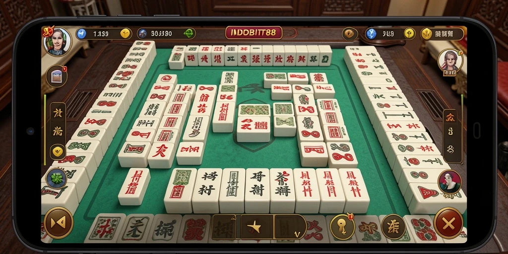 Tampilan gameplay seru INDOBIT88 yang memikat hati para pecinta Mahjong.