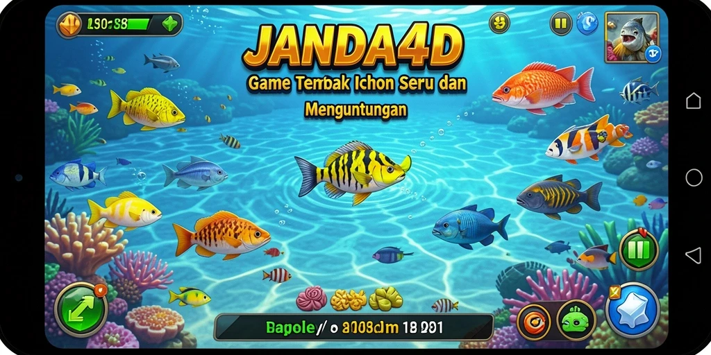 Tampilan gameplay JANDA4D yang penuh aksi menembak ikan.