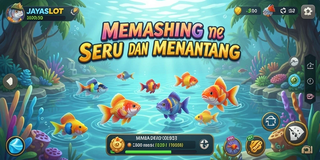 Tampilan gameplay yang seru dengan berbagai jenis ikan.