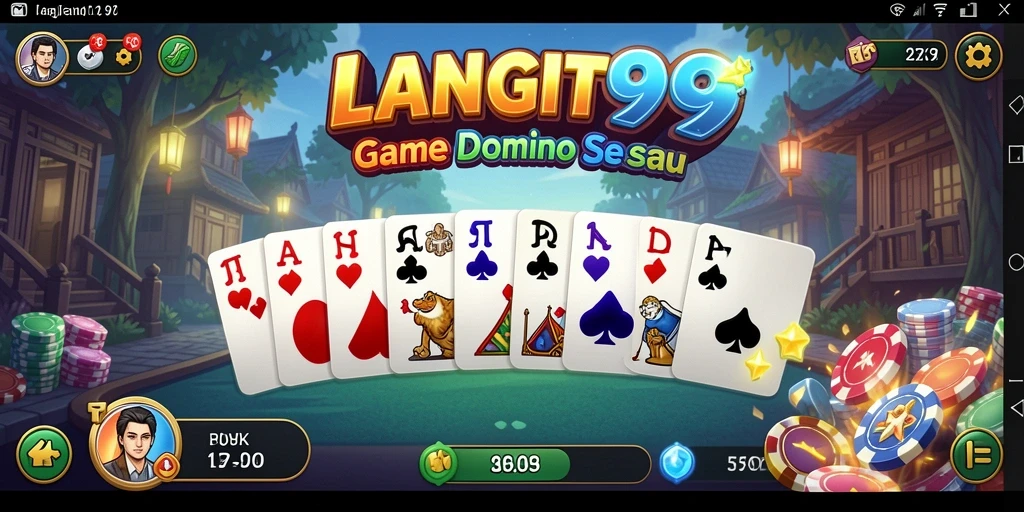 Tampilan seru gameplay Domino LANGIT99 dengan teman-teman.