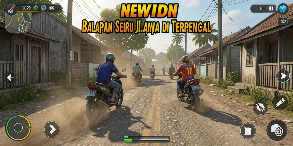 Tampilan gameplay NEWIDN yang seru dan penuh aksi balapan.