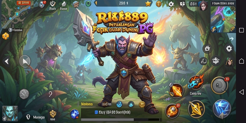 Screenshot utama menunjukkan aksi seru dalam gameplay RPG RI889.