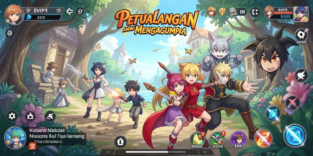 Tampilan menakjubkan dari karakter dan aksi dalam gameplay Anime.